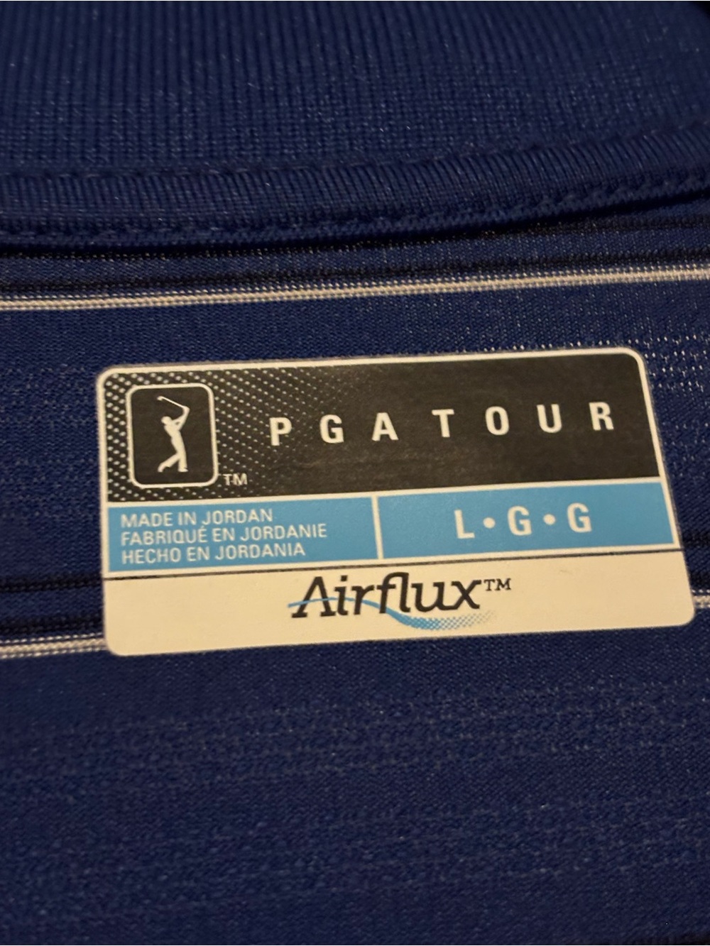 PGA Tour Royal Blue Striped Polo - Picture 2 of 4